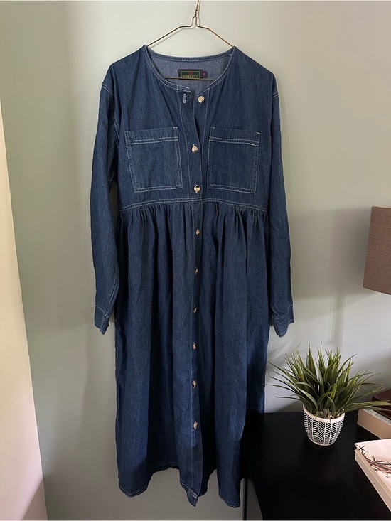 Dresses & Skirts - Vintage Denim Button-Front Maxi Dress